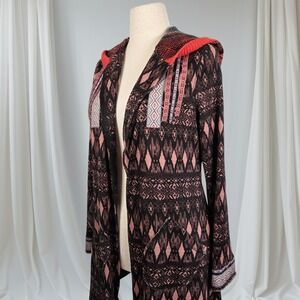 Gimmicks By BKE Hooded Duster Cardigan Women's M Boho‎ Festival Southwestern